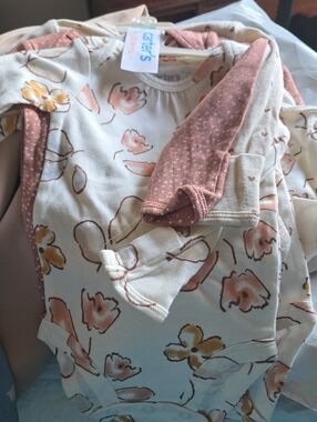 Carter's Floral Long-Sleeve Baby Bodysuit Set - Cream & Dusty Rose
